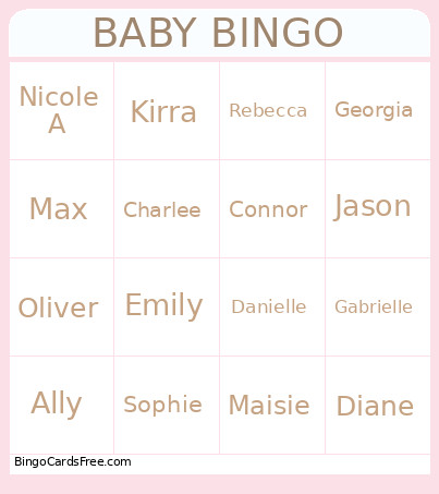 Baby Bingo Card