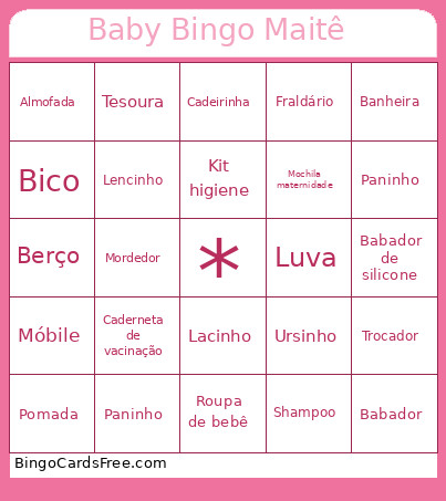Baby Maitê Bingo Card