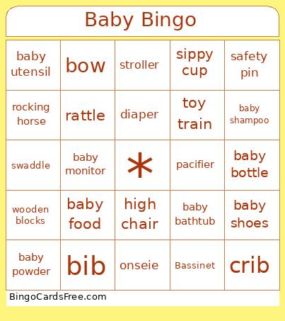 baby bingo test Cards Free Pdf Printable Game, Title: Baby Bingo