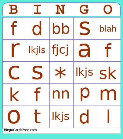 Baby Bronwyn Bingo Card