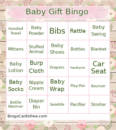 Baby Gift Bingo Card