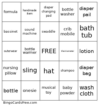 Baby Gift Bingo Card