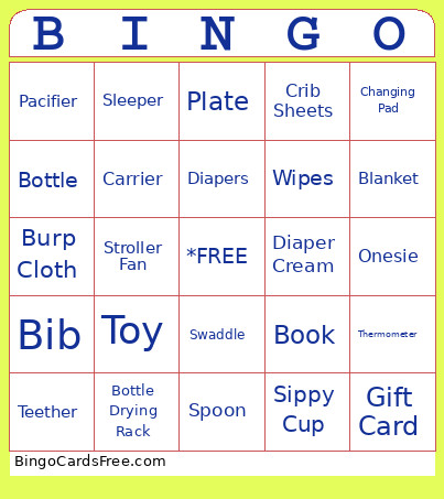 Baby Gift Bingo Card