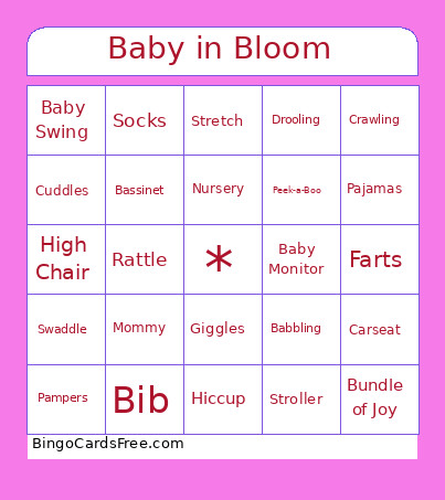 Baby In Bloom Bingo Card