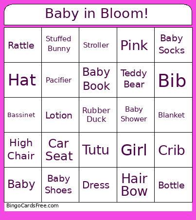 Baby In Bloom! Bingo Card