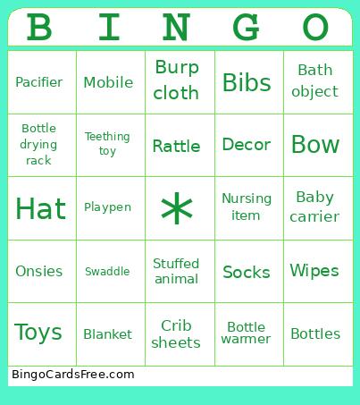 Baby items Bingo
