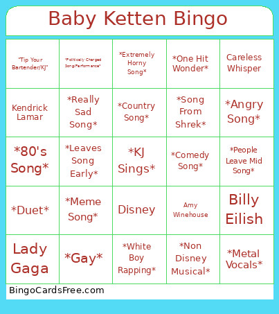 Baby Ketten Bingo Card