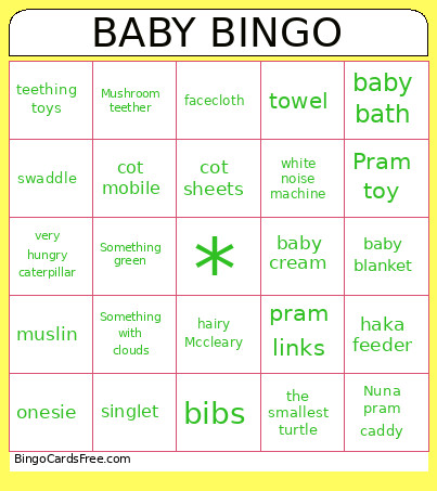 Baby McLean Bingo Card