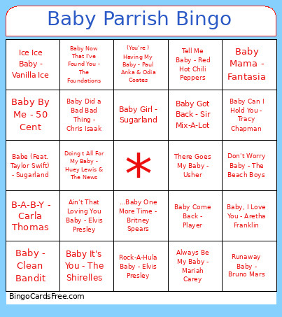 Baby Parrish Bingo Card