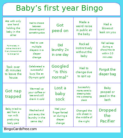 Baby’s First Year Bingo Card