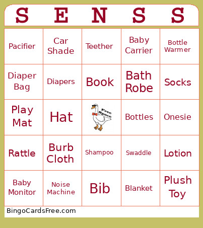 Baby Senss Bingo Card