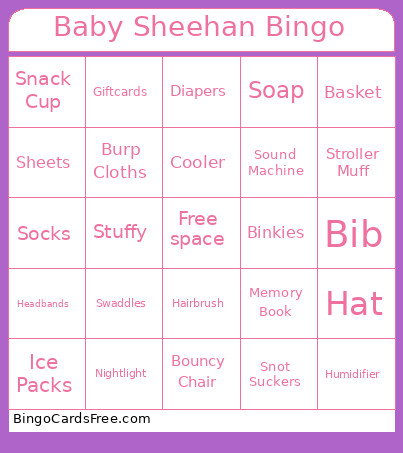 Baby Sheehan Bingo Card