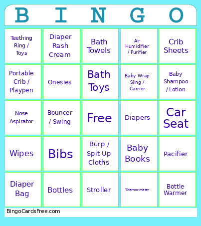 Baby Shower 1 Bingo Card