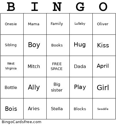 Baby Shower Bingo