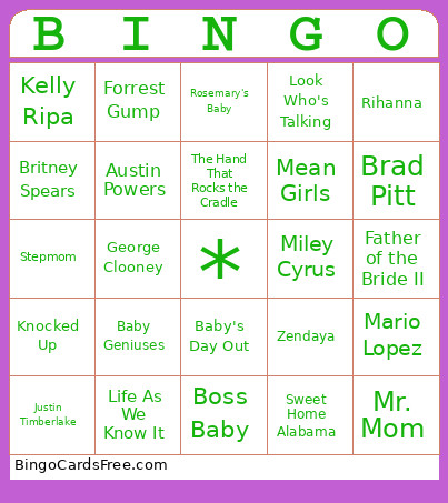 Baby Shower Bingo Card