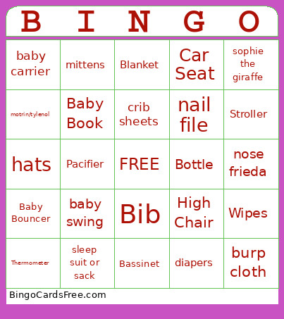 Baby Shower Bingo Card 2