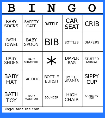 Baby Shower Bingo Card