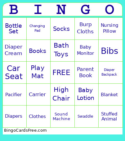 Baby Shower Bingo Card