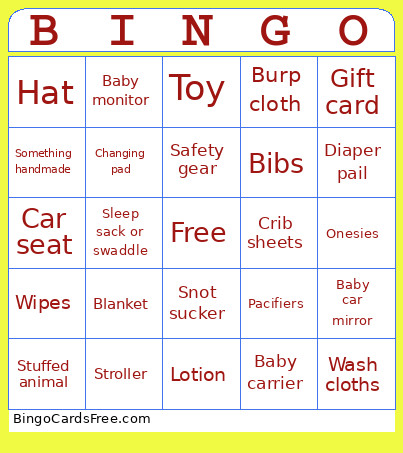 Baby Shower Bingo Card 4