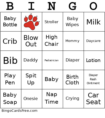 Baby Shower Bingo Card 3