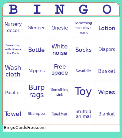 Baby Shower Bingo Card 4