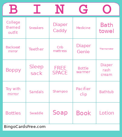 Baby Shower Bingo Card 2