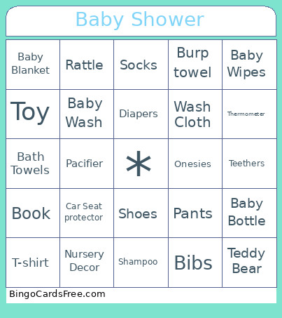 Baby Shower Bingo Card