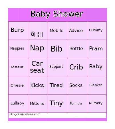 Baby Shower Bingo Card