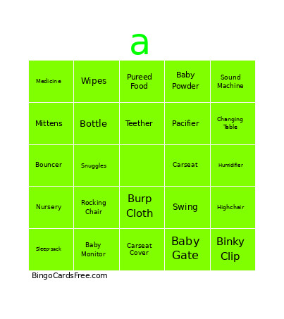 Baby Shower Bingo Card