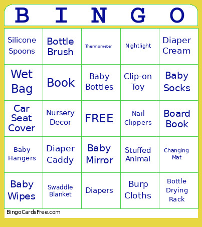 Baby Shower Bingo Card