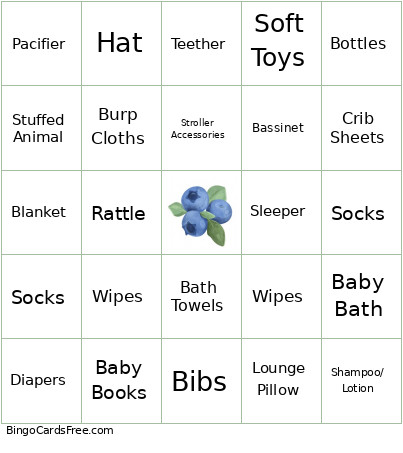 Baby Shower Bingo Card