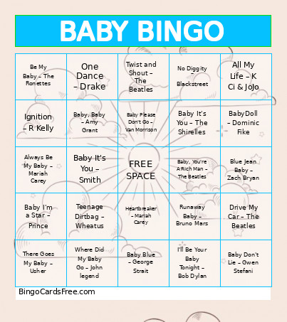 Baby Shower Bingo Card