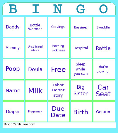Baby Shower Bingo Card