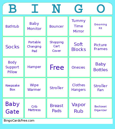 Baby Shower Bingo Card 3