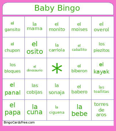 Baby Shower Bingo Card