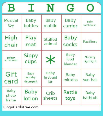 baby shower Bingo