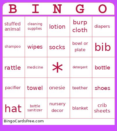 baby shower Bingo