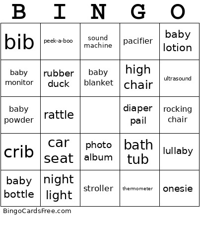 Baby Shower Bingo Card 3