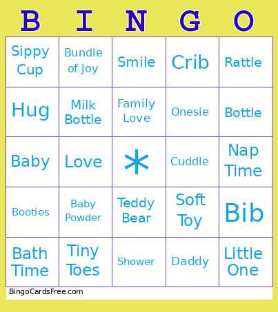 Baby Shower Bingo Card