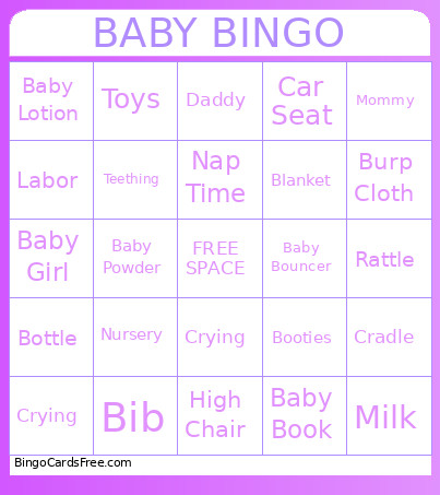Baby Shower Bingo Card 2