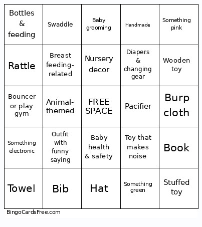 Baby Shower Bingo Card