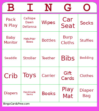 Baby Shower Bingo Card 2