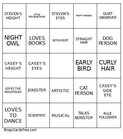 Baby Shower Bingo Card