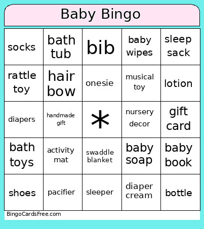 Baby Shower Bingo Card