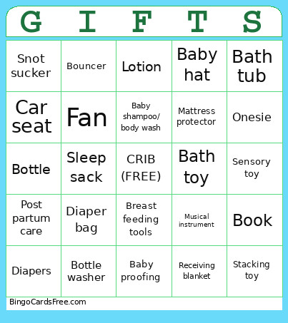Baby Shower Bingo Card