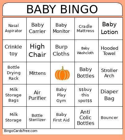 Baby Shower Bingo Card 2