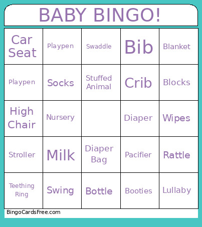 Baby Shower Bingo Card