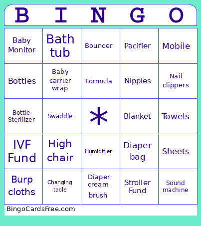 Baby Shower Bingo Card