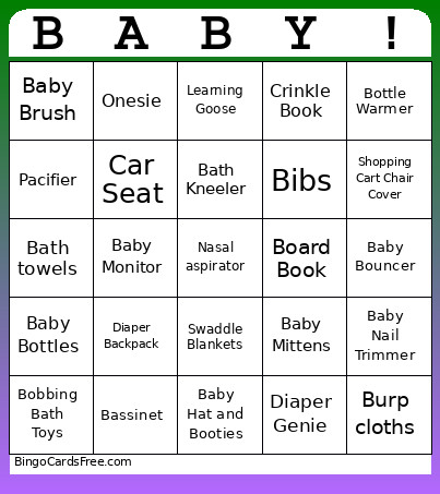 Baby Shower Bingo Cards - Free Unlimited #82