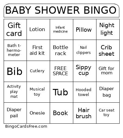 Baby shower bingo